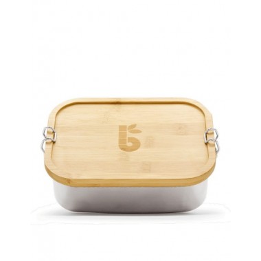  TUPPER REUTILIZABLE DE ACERO INOXIDABLE CON TAPA HECHA DE BAMBU 