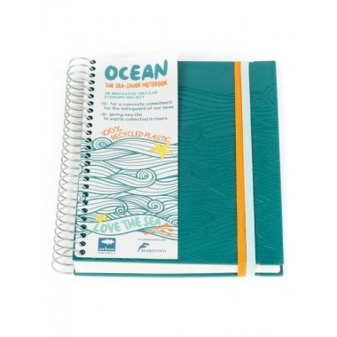  CUADERNO HECHO DE PLASTICO RECICLADO MODELO OCEAN 15X21 CM 