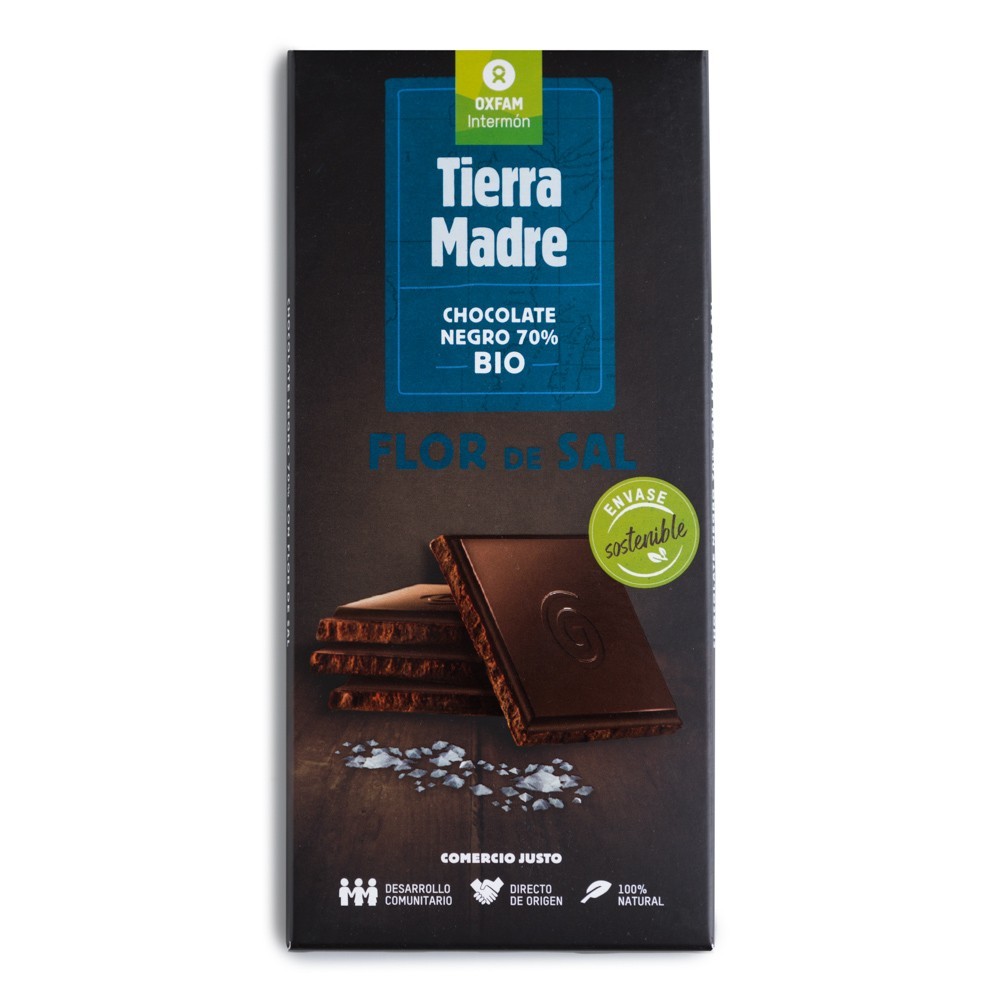 TABLETA CHOCOLATE BIO NEGRO 70% FLOR DE SAL 100g TIERRA MADRE