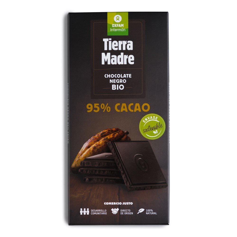 TABLETA CHOCOLATE ECOLÓGICO NEGRO 95%, 80g TIERRA MADRE