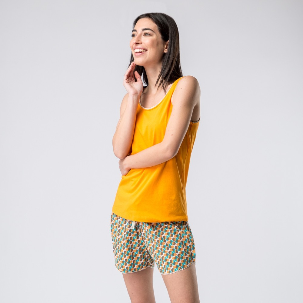 PIJAMA DE ALGODON ECOLOGICO MODELO MAE DE COLOR ALBARICOQUE OVALS PIJAMA DE ALGODON ECOLOGICO MODELO MAE DE COLOR ALBARICOQUE OVALS