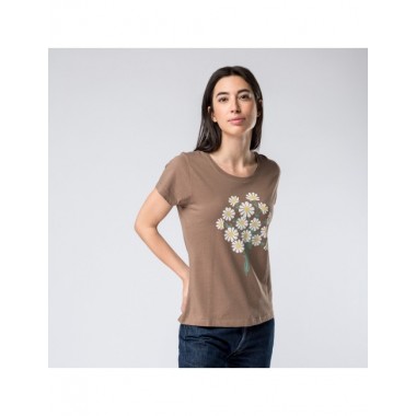 CAMISETA DE ALGODON ECOLOGICO MODELO SEIKO DE COLOR SEPIA