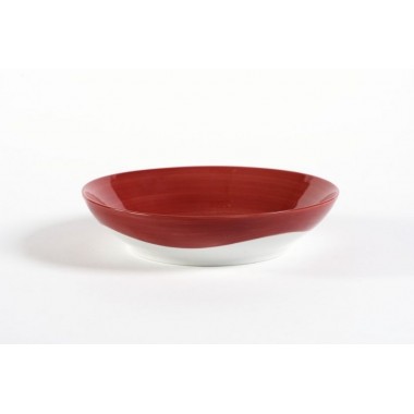 PLATO HONDO CERAMICA MOTIVO AGUA EN ROJO