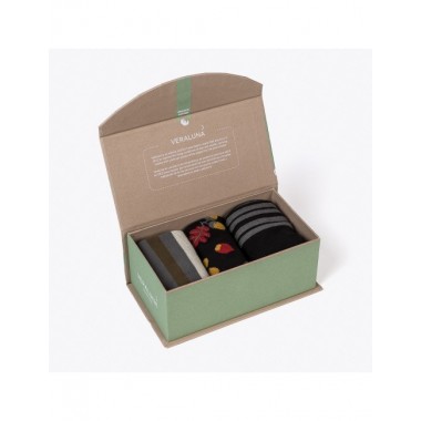 CAJA DE REGALO DE CALCETINES DE ALGODÓN ORGÁNICO COLOR NEGRO 39-42