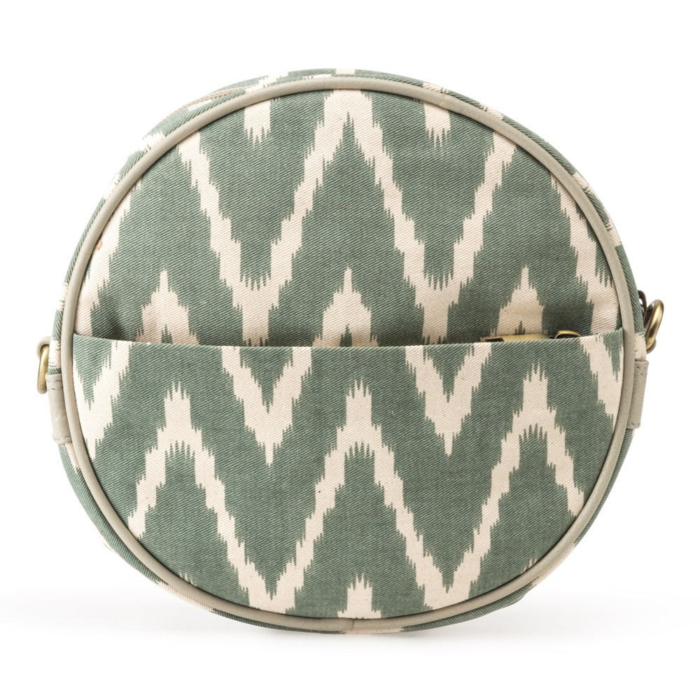 BOLSO ROUND CANVAS IKAT LEATHER DETAIL