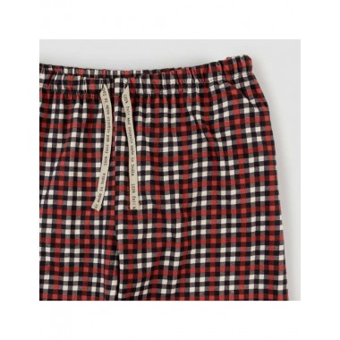 PIJAMA PARA MUJER DE ALGODÓN ORGÁNICO FUSA NEW CHECKS ROJO