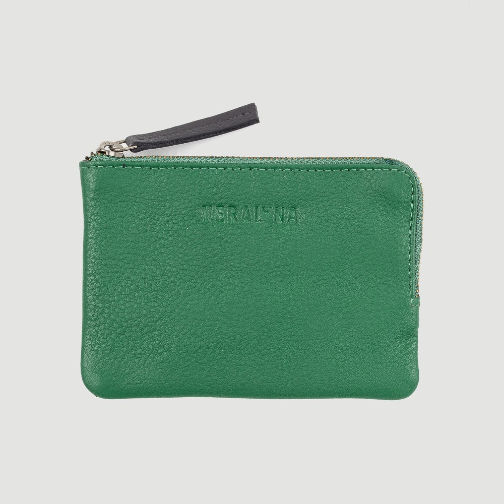 MONEDERO DE PIEL SAKURA VERDE CARBON