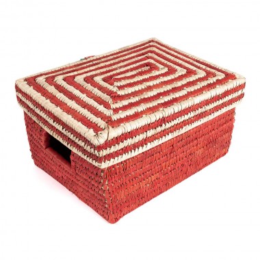 CESTA TAPA RAYAS ROJAS Y BASE ROJA 43x35