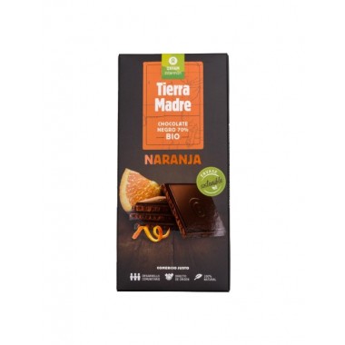 TABLETA CHOCOLATE ECOLÓGICO NEGRO 70% CON NARANJA 100g TIERRA MADRE