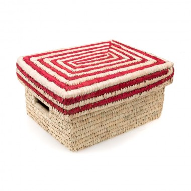 CESTA TAPA RAYAS ROJAS BASE NATURAL38X30