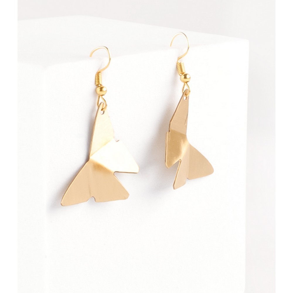 PENDIENTES HECHOS A MANO DE LATON ORIGAMI MARIPOSA