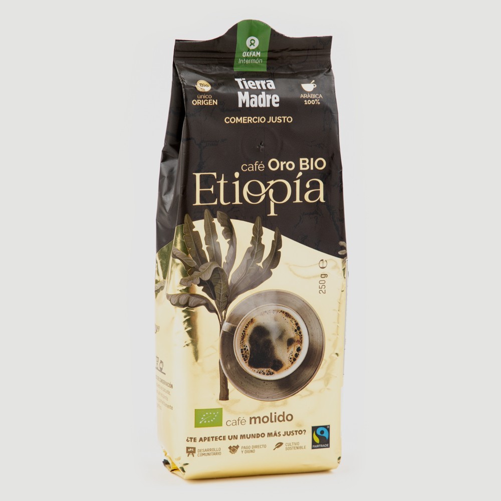 CAFÉ MOLIDO ECOLÓGICO ETIOPIA ORO 100% ARÁBICA 250g TIERRA MADRE