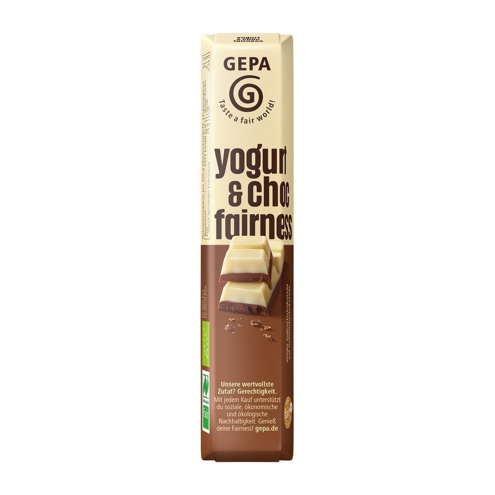 CHOCOLATINA ECOLÓGICA CON LECHE Y YOGURT, 45g GEPA