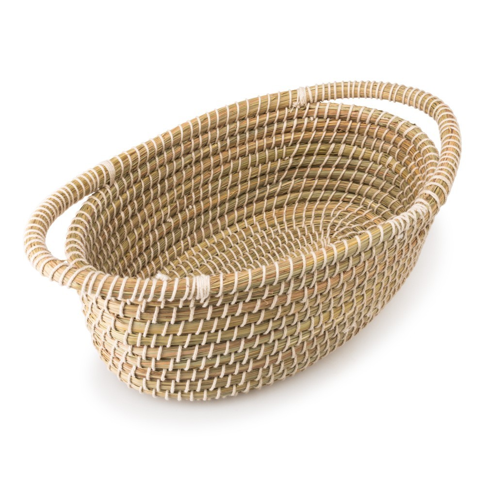 CESTA OVAL KAISA NATURAL E HILO BLANCO CESTA OVAL KAISA NATURAL E HILO BLANCO