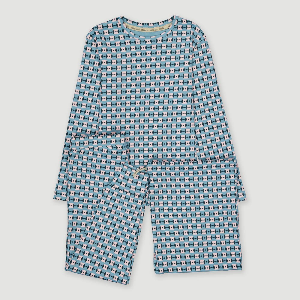 PIJAMA INFANTIL DE ALGODON ORGANICO MOD. MU ROMBOS VERALUNA