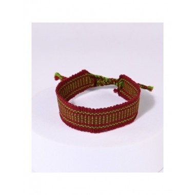 PULSERA HECHA A MANO DE ALGODÓN ROJA VERDE