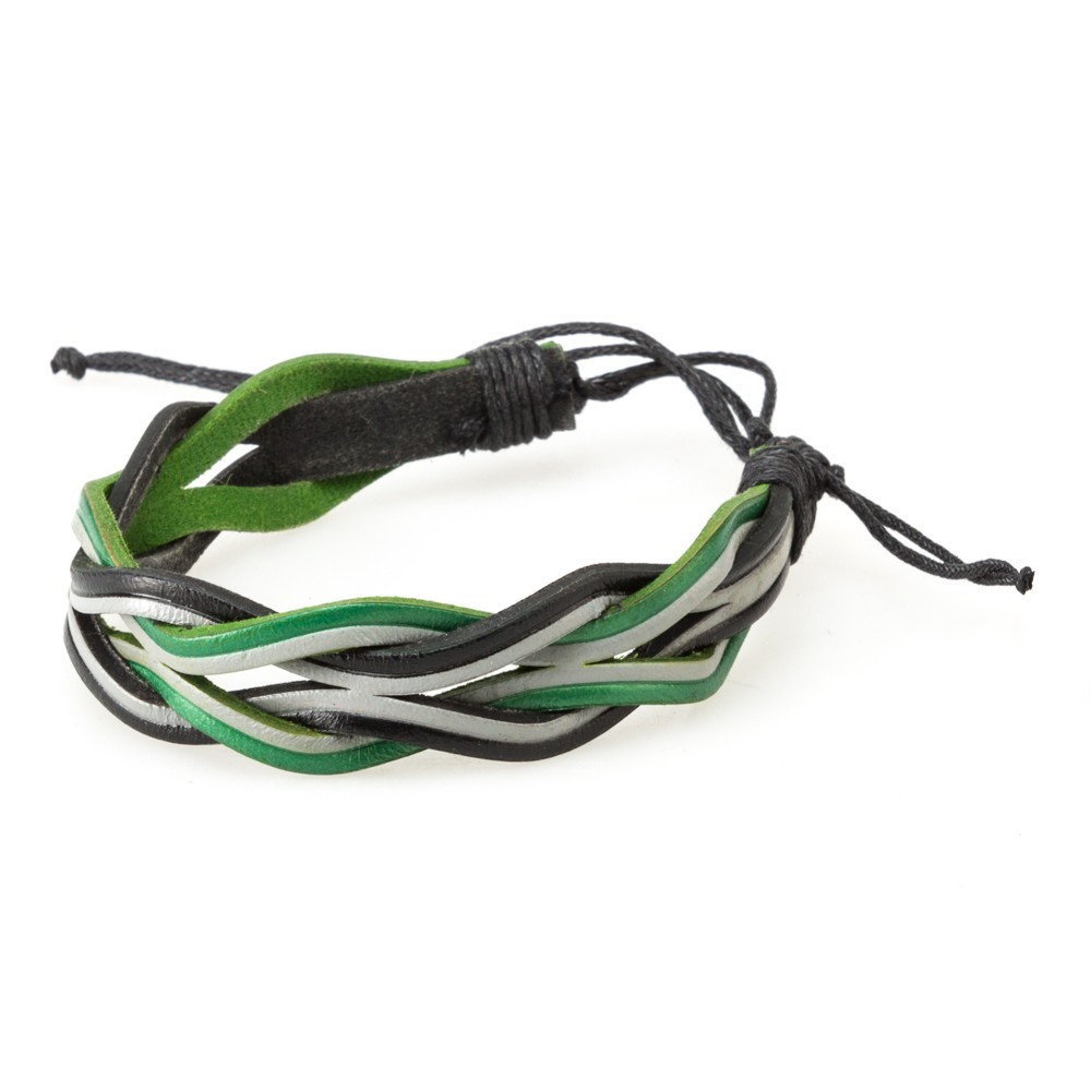 PULSERA PIEL TRENZADA AJUSTABLE VERDE PULSERA PIEL TRENZADA AJUSTABLE VERDE