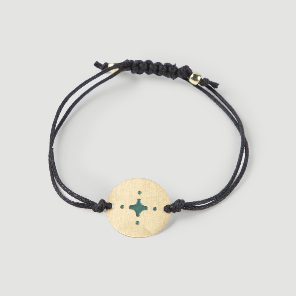 PULSERA HECHA A MANO DE LATÓN ALG ESTRELLA AZUL AJUST