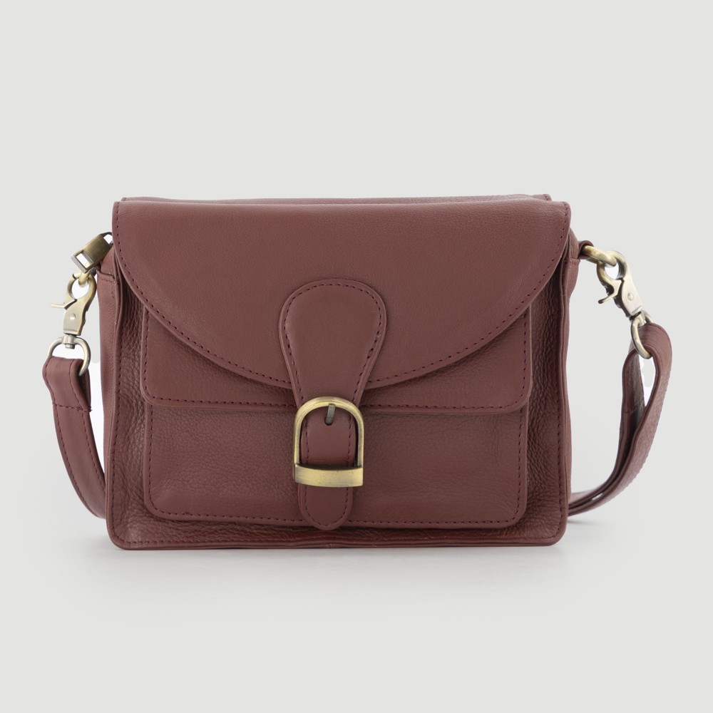 BOLSO HECHO A MANO DE PIEL MOD. TALA COLOR PICOTA VERALUNA