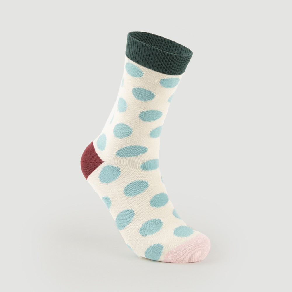 CALCETINES DE ALGODON ORGANICO MODELO BIG DOTS BLANCO VERALUNA