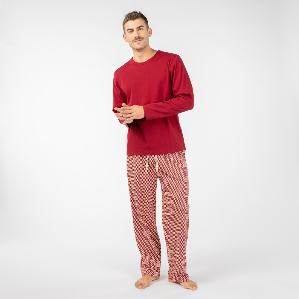 PIJAMA DE HOMBRE DE ALGODON ORGANICO MOD. IOTA GEO PICOTA VERALUNA