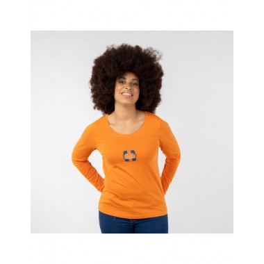 CAMISETA PARA MUJER DE ALGODON ORGANICO MOD. BASIC LONG AMBAR VERALUNA