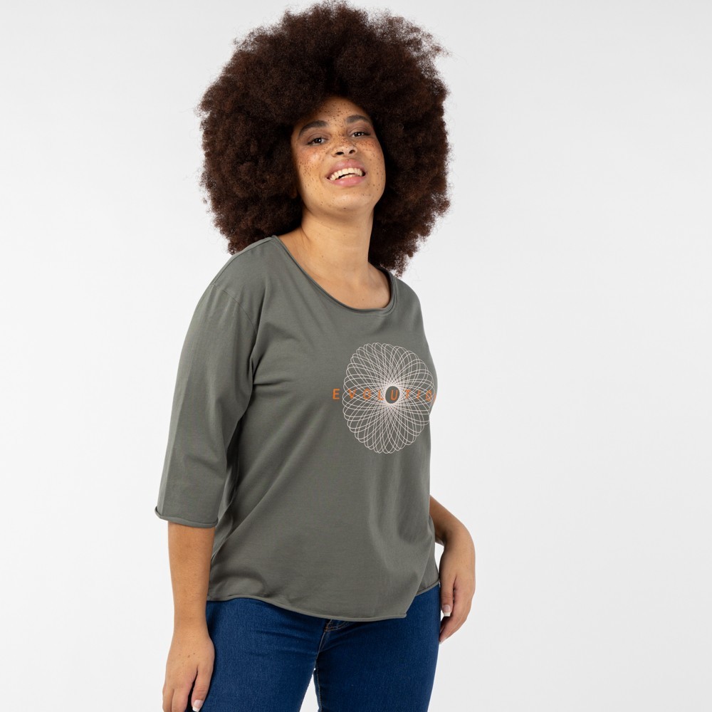 CAMISETA PARA MUJER DE ALGODON ORGANICO MOD. BALANCE PIEDRA VERALUNA