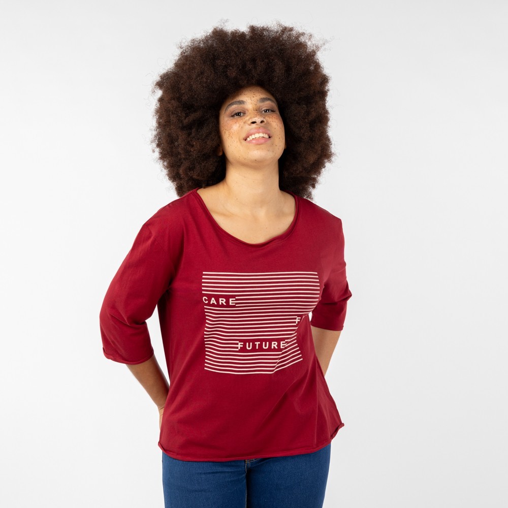 CAMISETA PARA MUJER DE ALGODON ORGANICO MOD. BALANCE PICOTA VERALUNA