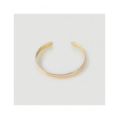 PULSERA AJUSTABLE DE LATÓN DORADO CON LÍNEA ROSA