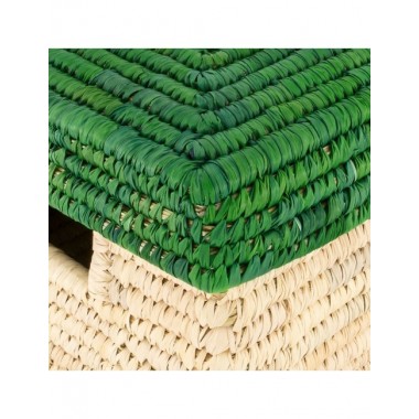 CESTA FAKA TAPA VERDE BASE NATURAL 29 x 22 x 16 cm