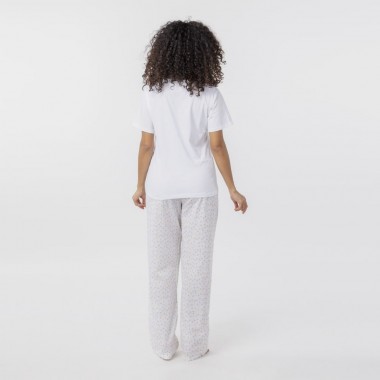 PIJAMA DE MUJER DE ALGODON ORGANICO MODELO LUWA WHITE DOTS VERALUNA