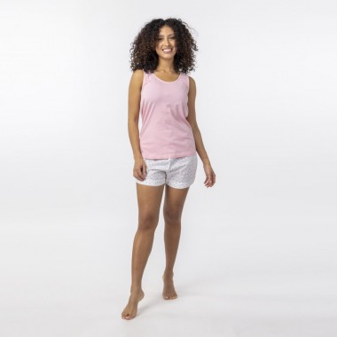 PIJAMA DE MUJER DE ALGODON ORGANICO MODELO MAE PINK DOTS VERALUNA