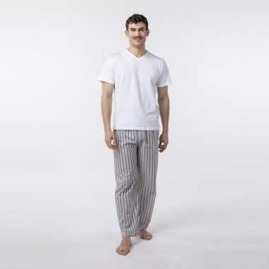 PIJAMA DE HOMBRE DE ALGODON ORGANICO AKAHATA WHITE STRIPES VERALUNA