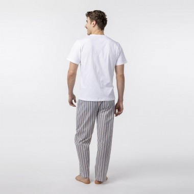 PIJAMA DE HOMBRE DE ALGODON ORGANICO AKAHATA WHITE STRIPES VERALUNA