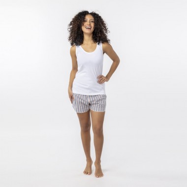 PIJAMA DE MUJER DE ALGODON ORGANICO MAE WHITE STRIPES VERALUNA