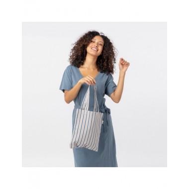 BOLSA TOTEBAG TAMAÑO MINI DE ALGODÓN ORGANICO CANVAS RAYAS 32X28 CM