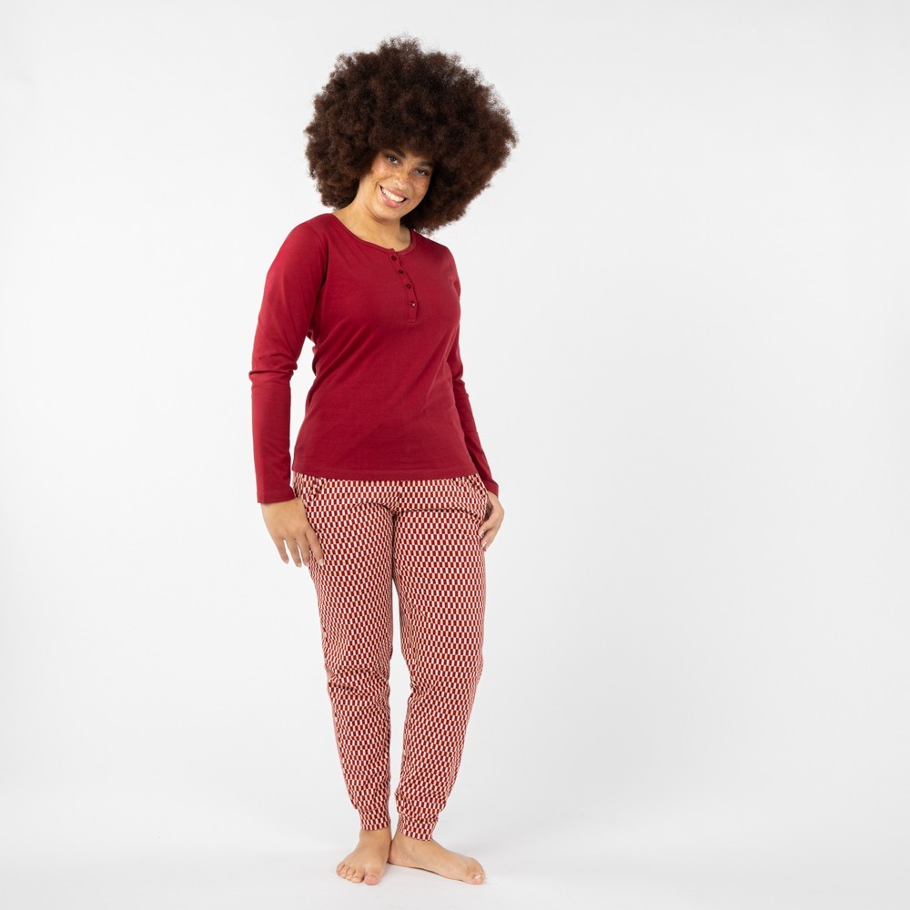 PIJAMA DE MUJER DE ALGODON ORGANICO MOD. FUSA GEO PICOTA VERALUNA PIJAMA DE MUJER DE ALGODON ORGANICO MOD. FUSA GEO PICOTA VERALUNA