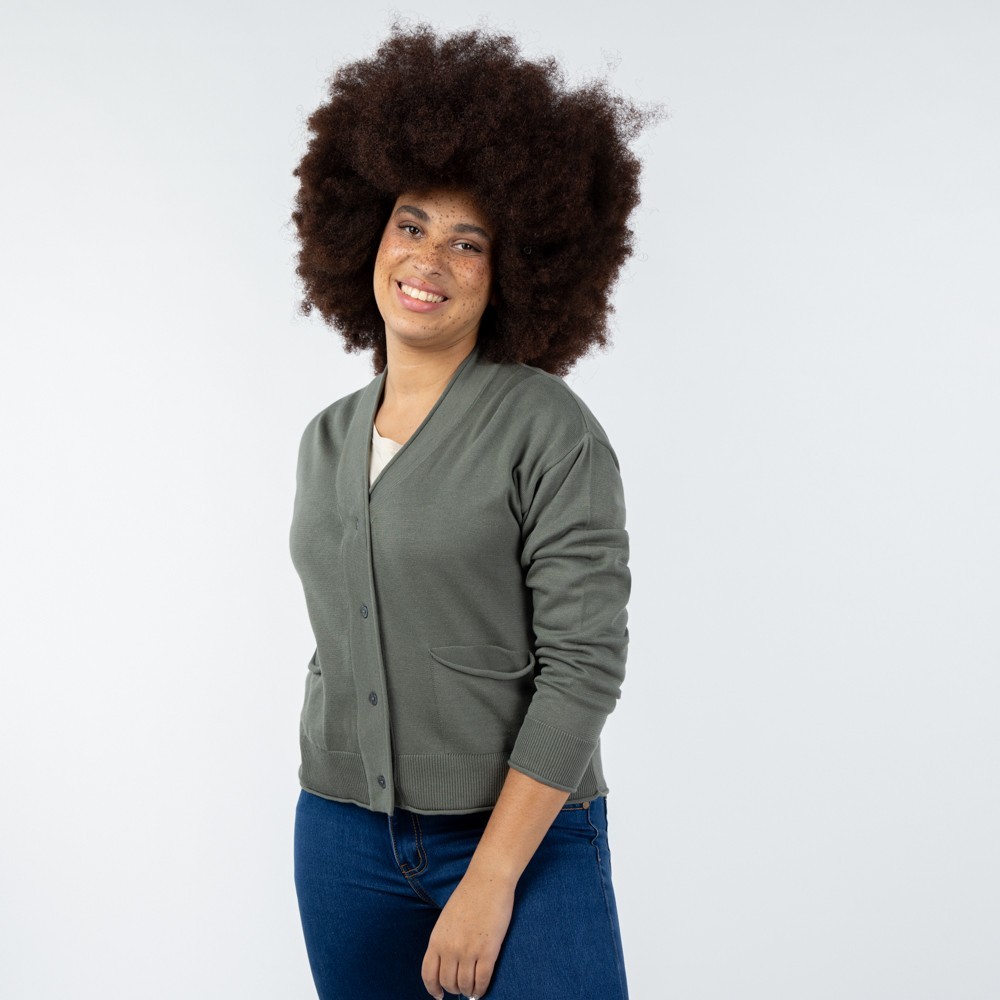 CARDIGAN PARA MUJER DE ALGODON ORGANICO MOD. TAPTI PIEDRA VERALUNA