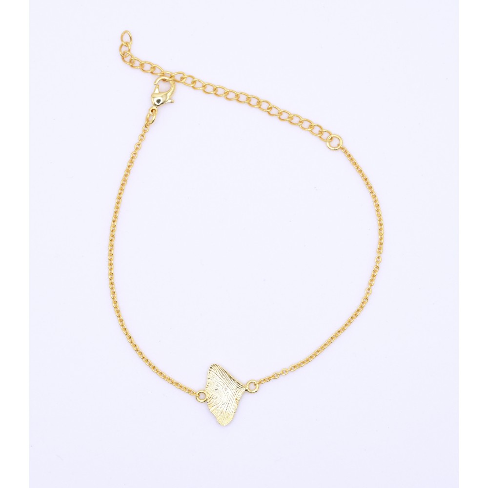 PULSERA DE LATÓN CHAPADO EN ORO DISEÑO GINKGO PULSERA DE LATÓN CHAPADO EN ORO DISEÑO GINKGO