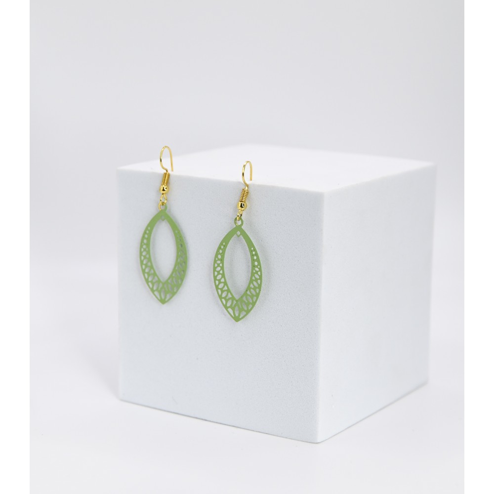 PENDIENTES DE LATÓN DISEÑO HOJA VERDE PENDIENTES DE LATÓN DISEÑO HOJA VERDE