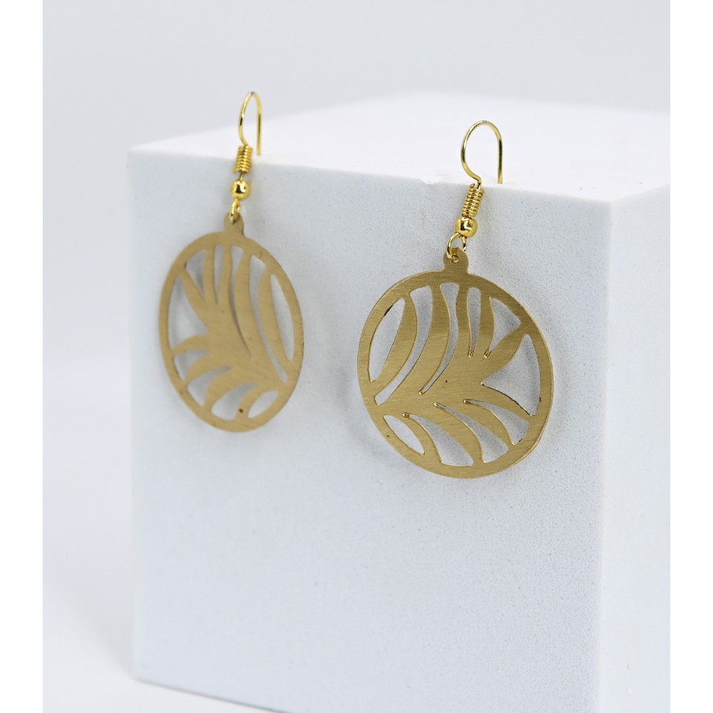 PENDIENTES DE LATÓN DISEÑO HOJA DE PALMERA PENDIENTES DE LATÓN DISEÑO HOJA DE PALMERA