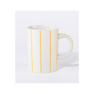 TAZA MUG CERAMICA RAYAS AMARILLAS