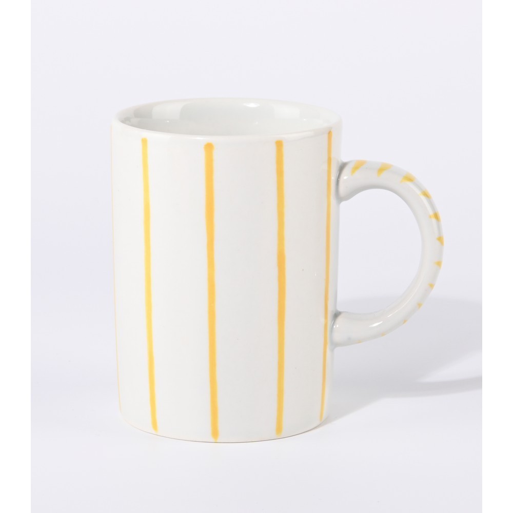 TAZA MUG CERAMICA RAYAS AMARILLAS
