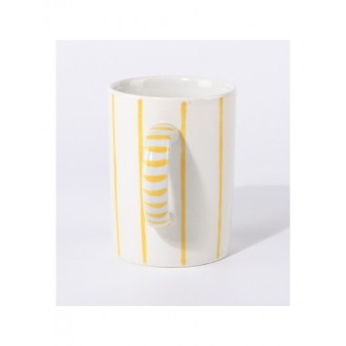 TAZA MUG CERAMICA RAYAS AMARILLAS