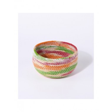 CESTA DE JUTE OVALADA MULTICOLOR