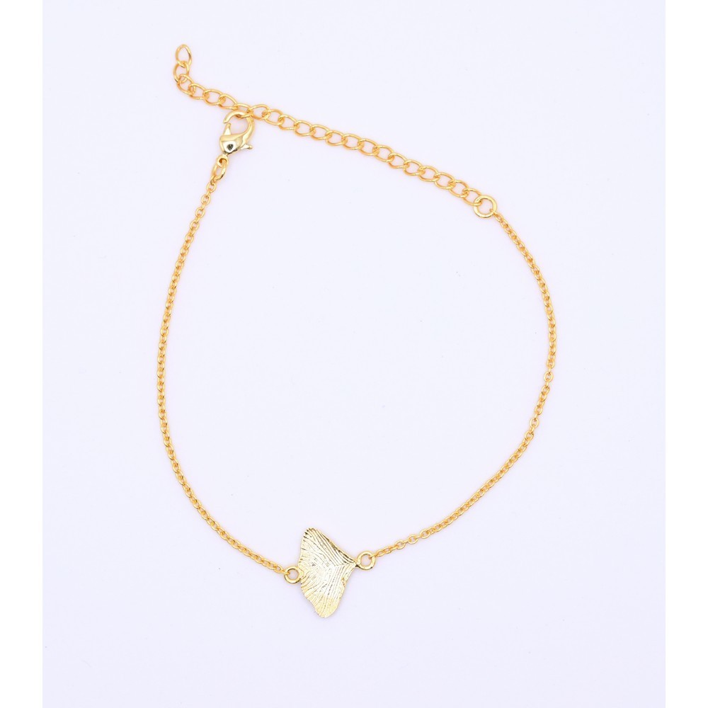 PULSERA DE LATÓN CHAPADO EN ORO DISEÑO GINKGO