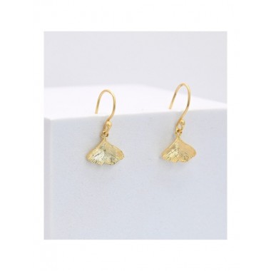 PENDIENTES DE LATÓN CHAPADO EN ORO DISEÑO GINKGO