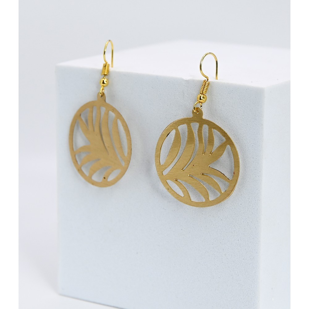 PENDIENTES DE LATÓN DISEÑO HOJA DE PALMERA PENDIENTES DE LATÓN DISEÑO HOJA DE PALMERA