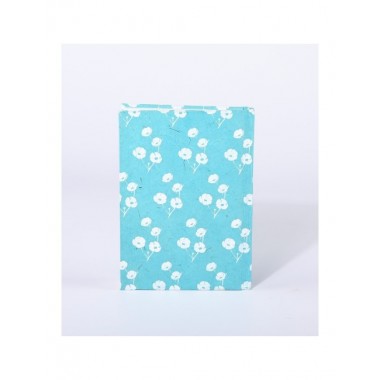 CUADERNO CON TAPA AZUL DISEÑO FLORES DE JADE