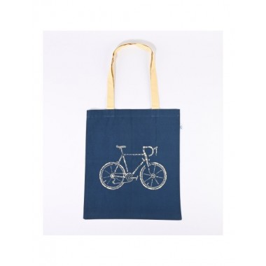 TOTEBAG DE ALGODÓN ORGÁNICO COLOR AZUL DISEÑO BICI 
